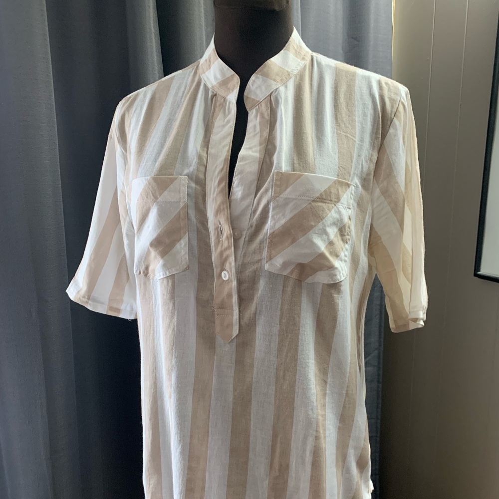 Tunic style striped lightweight blouse